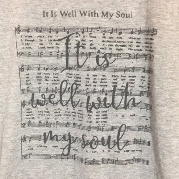 Women’s gray it is well with my soul hymn song on front size M long sleeve shirt - Picture 2 of 3